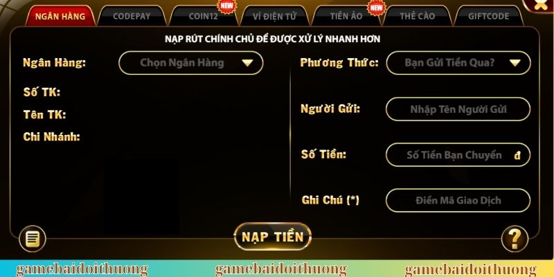 Thao tác trong cách nạp rút tiền game bài đơn giản